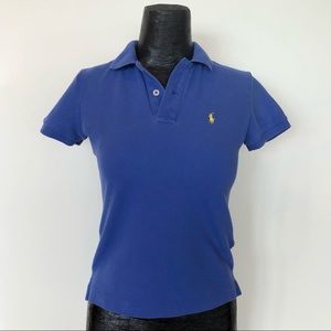 Ralph Lauren True Blue "The Skinny Polo" Piqué Cotton Top